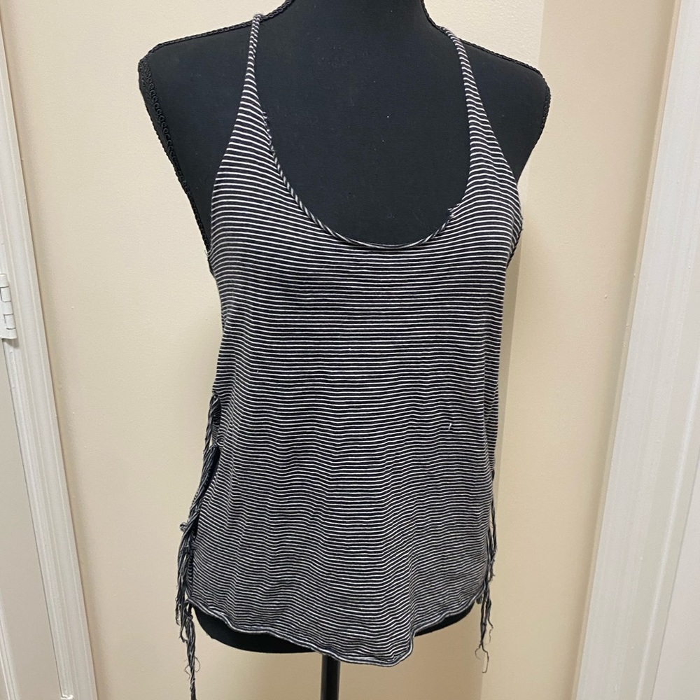 All Saints striped side tie tank size xs, black and white